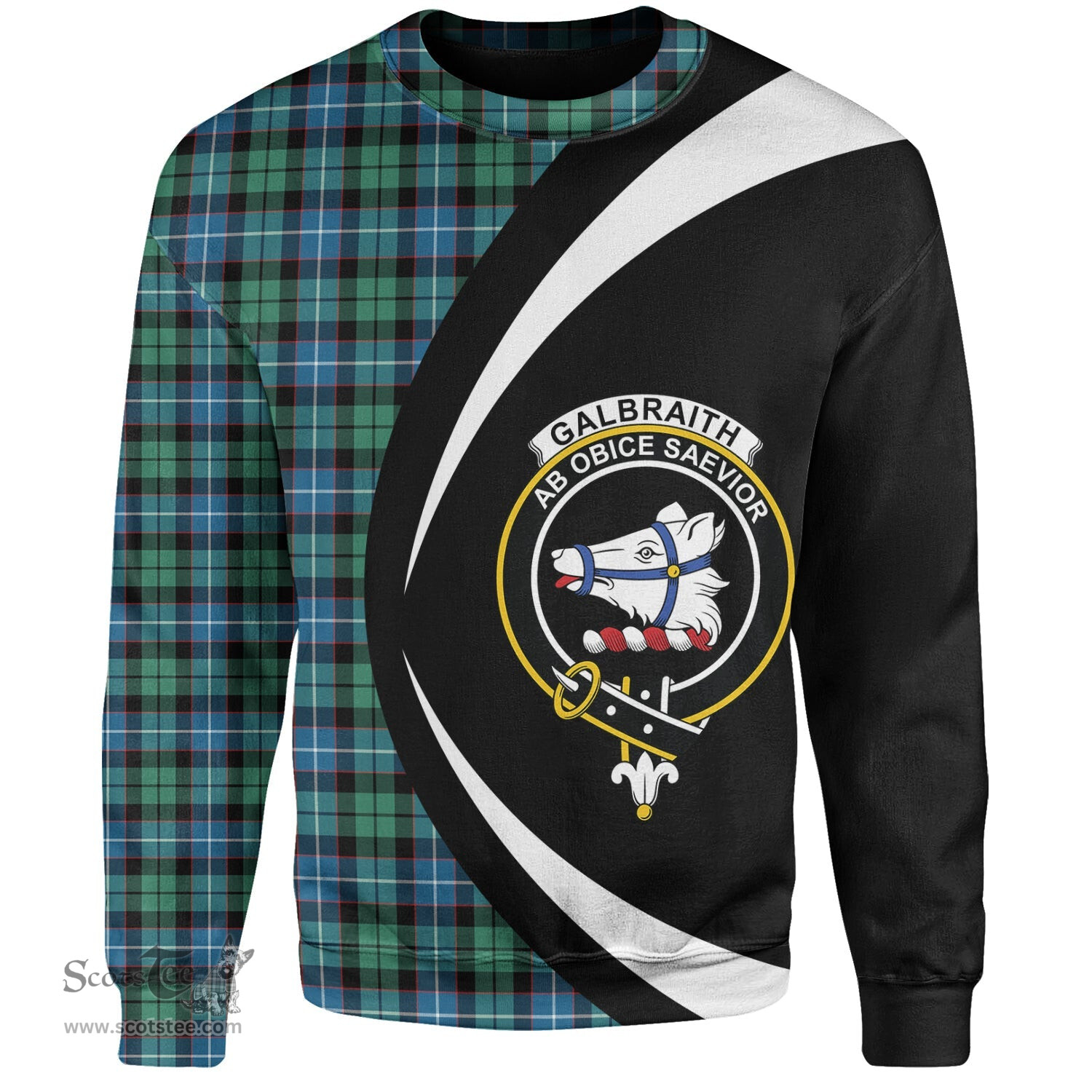 ScotsTee Shop Scottish Galbraith Ancient Clan Crest Personalized Tartan Sweatshirt Circle Style Back Shirt with Your Text