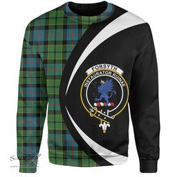 ScotsTee Shop Scottish Forsyth Ancient Clan Crest Personalized Tartan Sweatshirt Circle Style Back Shirt with Your Text