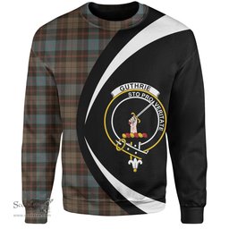 ScotsTee Shop Scottish Guthrie Weathered Clan Crest Personalized Tartan Sweatshirt Circle Style Back Shirt with Your Text