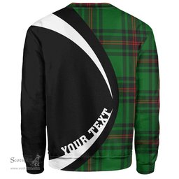 ScotsTee Shop Scottish Kirkcaldy Clan Crest Personalized Tartan Sweatshirt Circle Style Back Shirt with Your Text