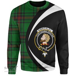 ScotsTee Shop Scottish Kirkcaldy Clan Crest Personalized Tartan Sweatshirt Circle Style Back Shirt with Your Text