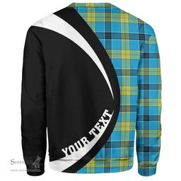 ScotsTee Shop Scottish Laing (Lang) Modern Clan Crest Personalized Tartan Sweatshirt Circle Style Back Shirt with Your Text