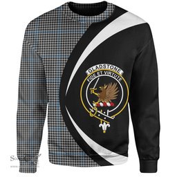 ScotsTee Shop Scottish Gladstone Clan Crest Personalized Tartan Sweatshirt Circle Style Back Shirt with Your Text