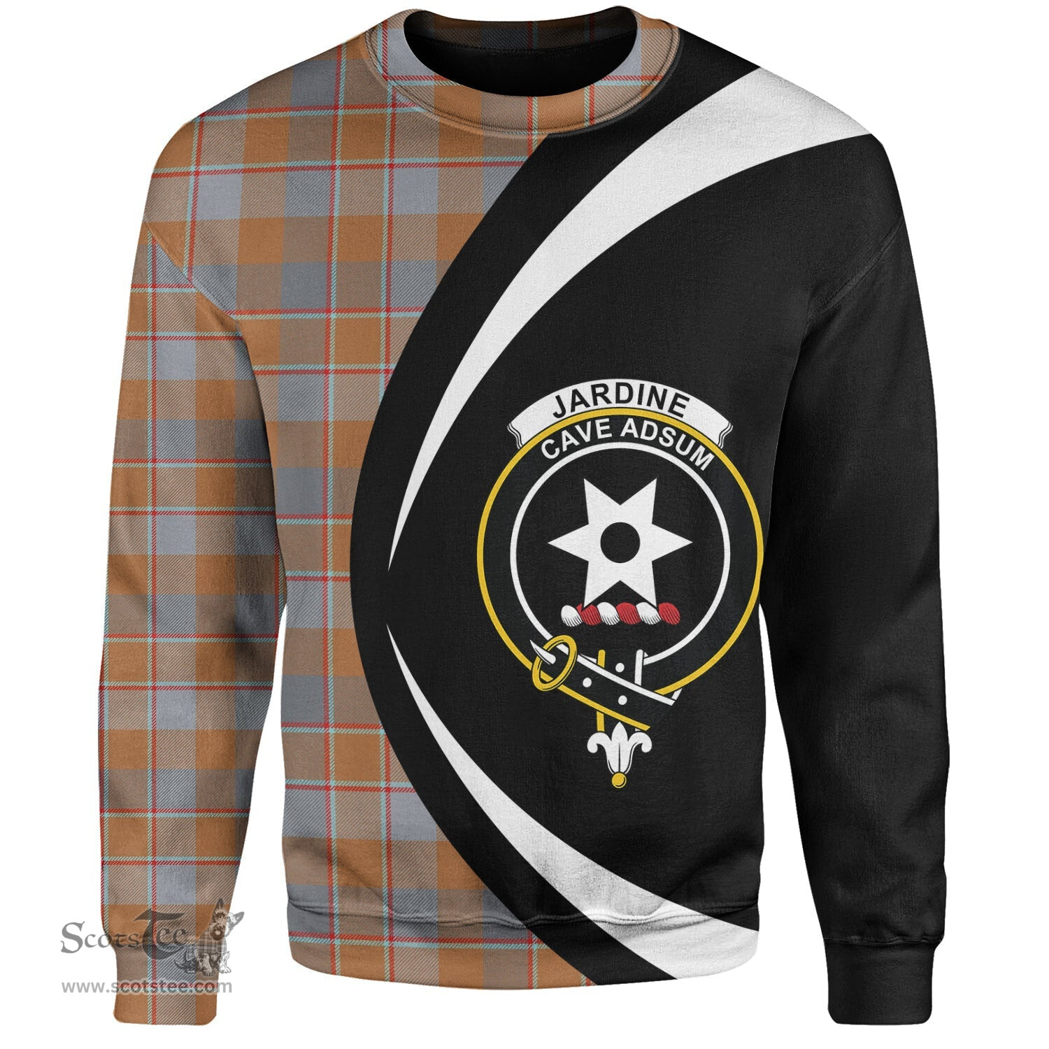 ScotsTee Shop Scottish Jardine of Castlemilk Ancient Clan Crest Personalized Tartan Sweatshirt Circle Style Back Shirt with Your Text