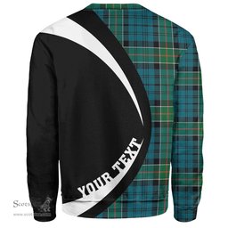 ScotsTee Shop Scottish Kirkpatrick Clan Crest Personalized Tartan Sweatshirt Circle Style Back Shirt with Your Text
