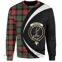 ScotsTee Shop Scottish Fraser of Altyre Ancient Clan Crest Personalized Tartan Sweatshirt Circle Style Back Shirt with Your Text