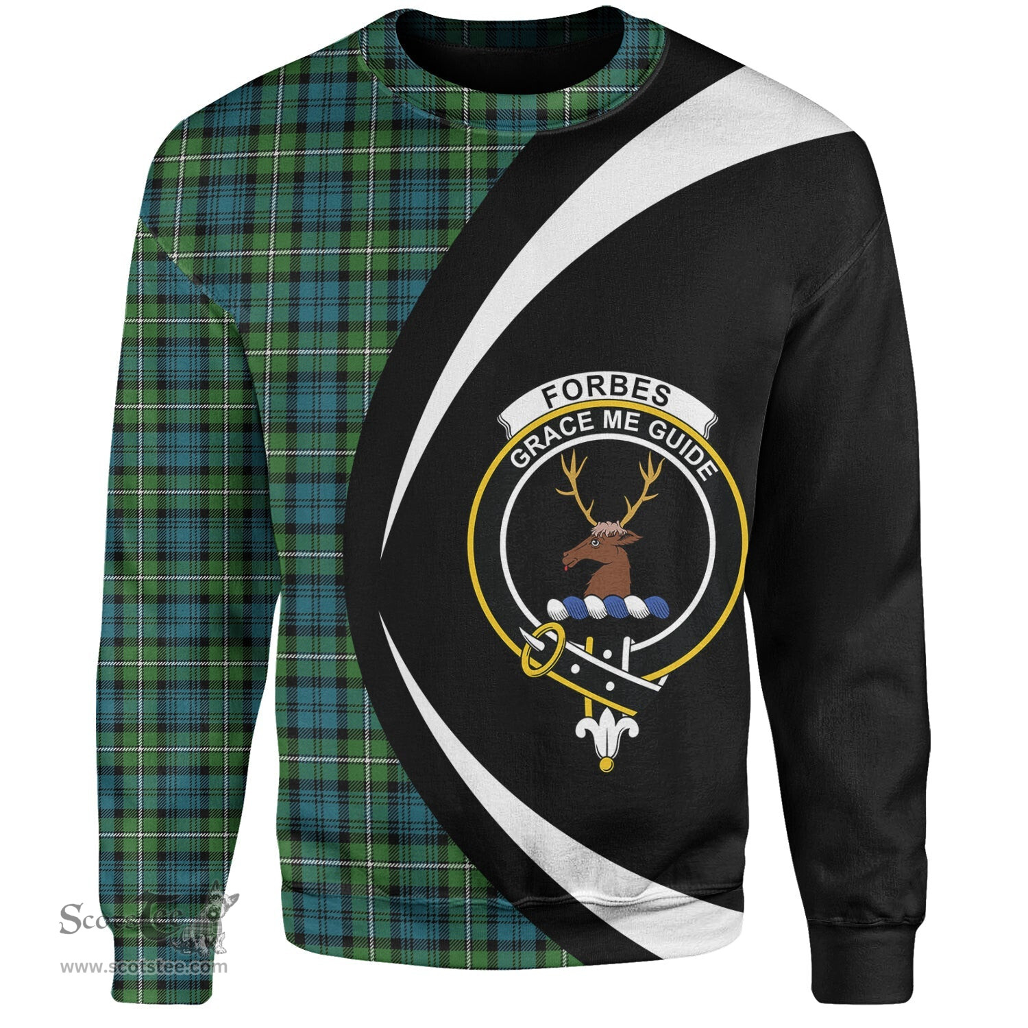 ScotsTee Shop Scottish Forbes Ancient Clan Crest Personalized Tartan Sweatshirt Circle Style Back Shirt with Your Text