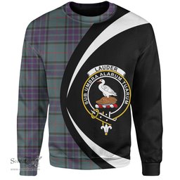 ScotsTee Shop Scottish Lauder Weathered Clan Crest Personalized Tartan Sweatshirt Circle Style Back Shirt with Your Text