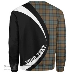 ScotsTee Shop Scottish Gordon Weathered Clan Crest Personalized Tartan Sweatshirt Circle Style Back Shirt with Your Text