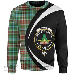 ScotsTee Shop Scottish Gayre Modern Clan Crest Personalized Tartan Sweatshirt Circle Style Back Shirt with Your Text