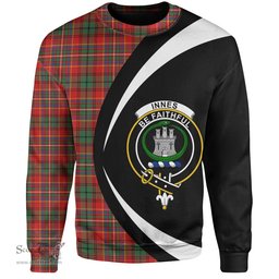 ScotsTee Shop Scottish Innes Clan Crest Personalized Tartan Sweatshirt Circle Style Back Shirt with Your Text