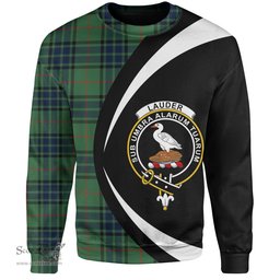 ScotsTee Shop Scottish Lauder Modern Clan Crest Personalized Tartan Sweatshirt Circle Style Back Shirt with Your Text