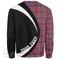 ScotsTee Shop Scottish Fraser of Reelig Weathered Clan Crest Personalized Tartan Sweatshirt Circle Style Back Shirt with Your Text