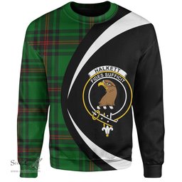 ScotsTee Shop Scottish Halkett Clan Crest Personalized Tartan Sweatshirt Circle Style Back Shirt with Your Text