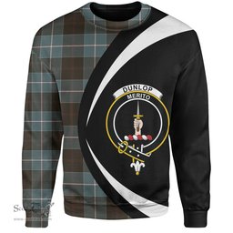 ScotsTee Shop Scottish Dunlop Weathered Clan Crest Personalized Tartan Sweatshirt Circle Style Back Shirt with Your Text