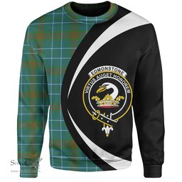 ScotsTee Shop Scottish Edmonstone Ancient Clan Crest Personalized Tartan Sweatshirt Circle Style Back Shirt with Your Text