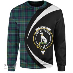 ScotsTee Shop Scottish Hunter of Hunterston (Galbraith of Hunterston) Modern Clan Crest Personalized Tartan Sweatshirt Circle Style Back Shirt with Your Text