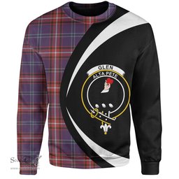 ScotsTee Shop Scottish Glenn Weathered Clan Crest Personalized Tartan Sweatshirt Circle Style Back Shirt with Your Text