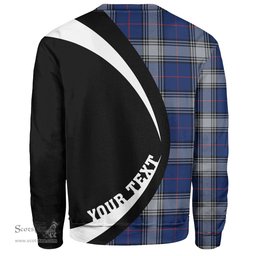 ScotsTee Shop Scottish Kinnaird Modern Clan Crest Personalized Tartan Sweatshirt Circle Style Back Shirt with Your Text