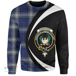 ScotsTee Shop Scottish Kinnaird Modern Clan Crest Personalized Tartan Sweatshirt Circle Style Back Shirt with Your Text