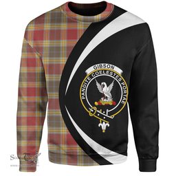 ScotsTee Shop Scottish Gibson (Gibbs) Weathered Clan Crest Personalized Tartan Sweatshirt Circle Style Back Shirt with Your Text