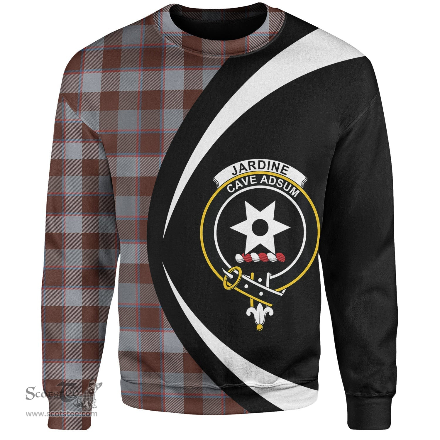 ScotsTee Shop Scottish Jardine of Castlemilk Modern Clan Crest Personalized Tartan Sweatshirt Circle Style Back Shirt with Your Text