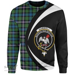 ScotsTee Shop Scottish Gammell Ancient Clan Crest Personalized Tartan Sweatshirt Circle Style Back Shirt with Your Text