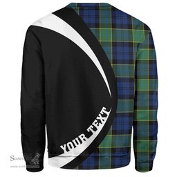 ScotsTee Shop Scottish Hogarth Modern Clan Crest Personalized Tartan Sweatshirt Circle Style Back Shirt with Your Text