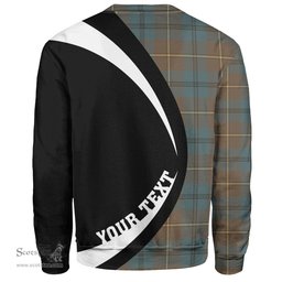 ScotsTee Shop Scottish Johnstone (Johnson) Weathered Clan Crest Personalized Tartan Sweatshirt Circle Style Back Shirt with Your Text