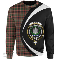 ScotsTee Shop Scottish Innes of Cowie Modern Clan Crest Personalized Tartan Sweatshirt Circle Style Back Shirt with Your Text