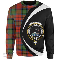 ScotsTee Shop Scottish Dickie Modern Clan Crest Personalized Tartan Sweatshirt Circle Style Back Shirt with Your Text