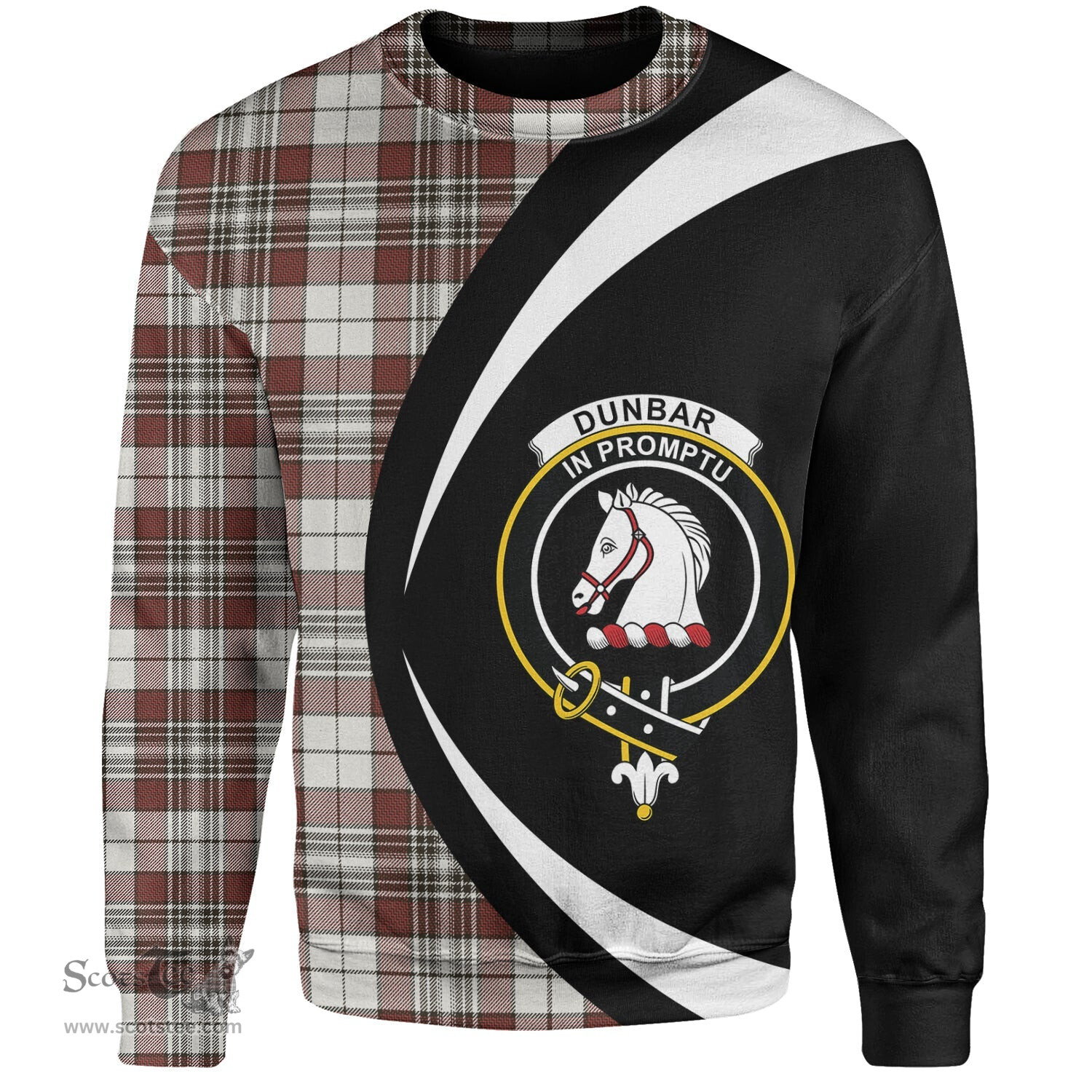 ScotsTee Shop Scottish Dunbar Plaid Weathered Clan Crest Personalized Tartan Sweatshirt Circle Style Back Shirt with Your Text
