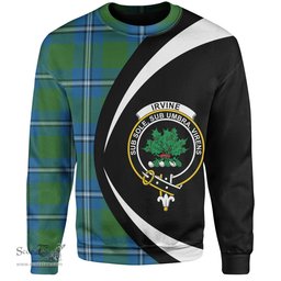 ScotsTee Shop Scottish Irvine Ancient Clan Crest Personalized Tartan Sweatshirt Circle Style Back Shirt with Your Text