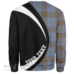 ScotsTee Shop Scottish Irvine of Bonshaw Weathered Clan Crest Personalized Tartan Sweatshirt Circle Style Back Shirt with Your Text