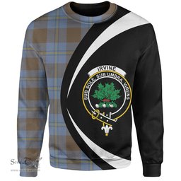 ScotsTee Shop Scottish Irvine of Bonshaw Weathered Clan Crest Personalized Tartan Sweatshirt Circle Style Back Shirt with Your Text