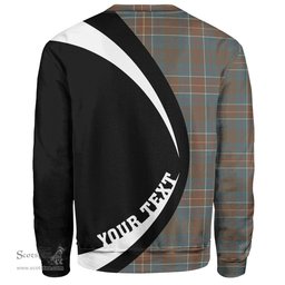 ScotsTee Shop Scottish Hunter of Hunterston (Galbraith of Hunterston) Weathered Clan Crest Personalized Tartan Sweatshirt Circle Style Back Shirt with Your Text