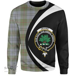 ScotsTee Shop Scottish Irvine of Glentulchan Weathered Clan Crest Personalized Tartan Sweatshirt Circle Style Back Shirt with Your Text