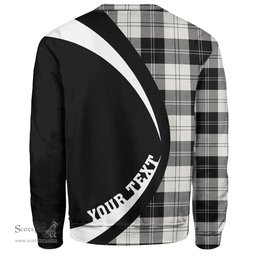 ScotsTee Shop Scottish Erskine Black & White Clan Crest Personalized Tartan Sweatshirt Circle Style Back Shirt with Your Text