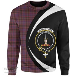 ScotsTee Shop Scottish MacIntyre of Littleport Weathered Clan Crest Personalized Tartan Sweatshirt Circle Style Back Shirt with Your Text