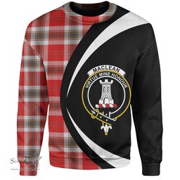 ScotsTee Shop Scottish MacLean of Duart Dress Red Modern Clan Crest Personalized Tartan Sweatshirt Circle Style Back Shirt with Your Text