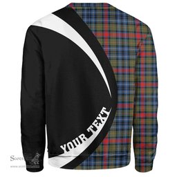 ScotsTee Shop Scottish MacDonald of P.E. Island (Donald of P.E. Island) Modern Clan Crest Personalized Tartan Sweatshirt Circle Style Back Shirt with Your Text