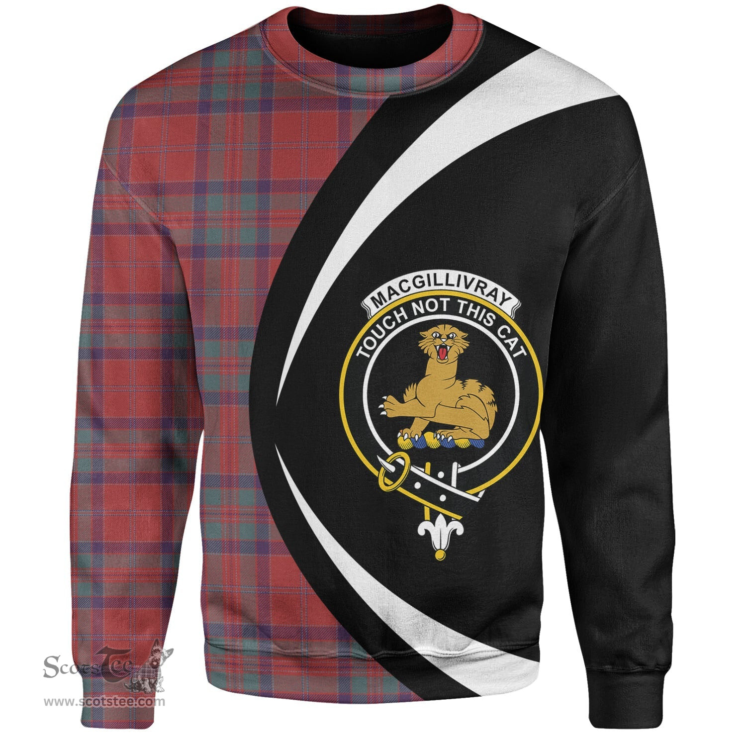 ScotsTee Shop Scottish MacGillivray Weathered Clan Crest Personalized Tartan Sweatshirt Circle Style Back Shirt with Your Text