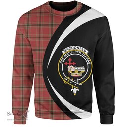 ScotsTee Shop Scottish MacDonald of Belfinlay Weathered Clan Crest Personalized Tartan Sweatshirt Circle Style Back Shirt with Your Text