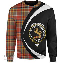ScotsTee Shop Scottish MacGlashan Ancient Clan Crest Personalized Tartan Sweatshirt Circle Style Back Shirt with Your Text