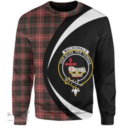 ScotsTee Shop Scottish MacDonald Sir John A (Donald Sir John A) Weathered Clan Crest Personalized Tartan Sweatshirt Circle Style Back Shirt with Your Text