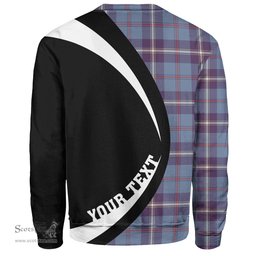 ScotsTee Shop Scottish MacRae of America Weathered Clan Crest Personalized Tartan Sweatshirt Circle Style Back Shirt with Your Text