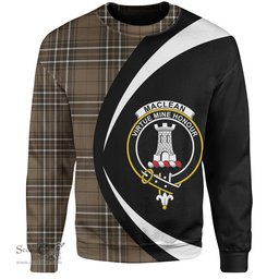 ScotsTee Shop Scottish MacLean of Duart Hunting (Vestiarium Scoticum) Weathered Clan Crest Personalized Tartan Sweatshirt Circle Style Back Shirt with Your Text