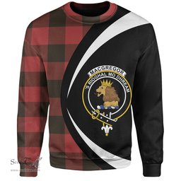 ScotsTee Shop Scottish MacGregor Rob Roy (Gregor Red & Black) Weathered Clan Crest Personalized Tartan Sweatshirt Circle Style Back Shirt with Your Text