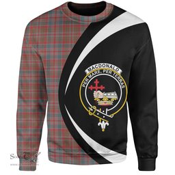 ScotsTee Shop Scottish MacDonald of Boisdale (Donald Boisdale) Weathered Clan Crest Personalized Tartan Sweatshirt Circle Style Back Shirt with Your Text