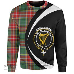ScotsTee Shop Scottish MacWhirter Modern Clan Crest Personalized Tartan Sweatshirt Circle Style Back Shirt with Your Text